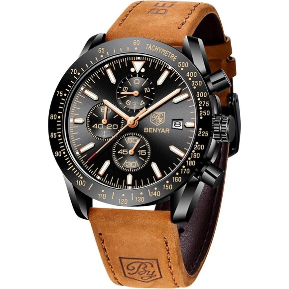 ⚡Watches for Men Analog Quartz Chronograph 30M Waterproof Luminous Big Face - Picture 1 of 9